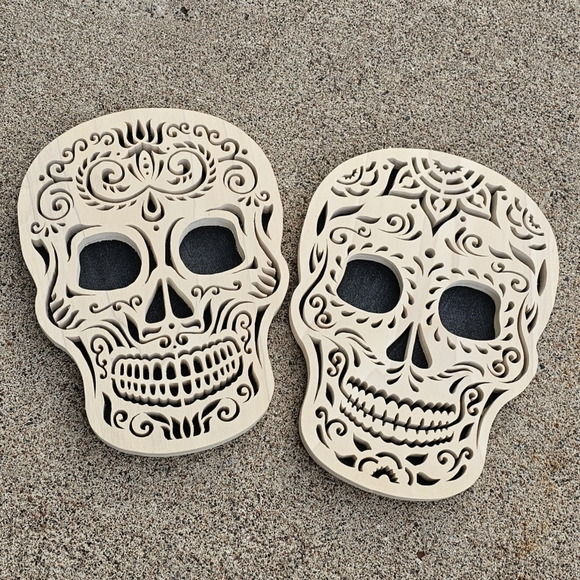 Sugar Skull Wood Cutout Set of 2 - Picture 12 of 12
